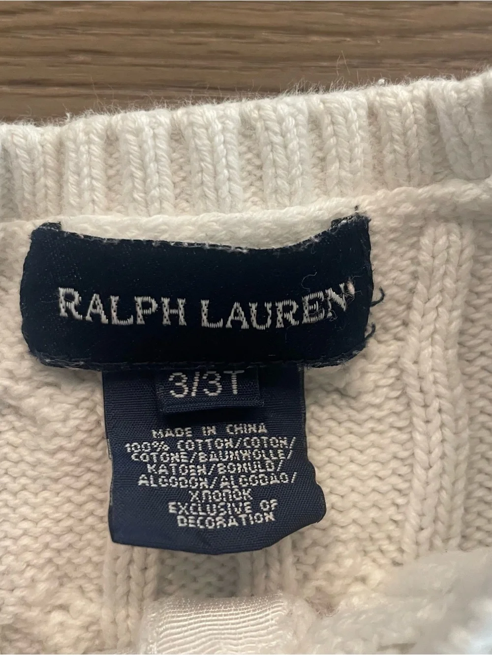 Ralph Lauren Off White Cable Knit Cardigan with Pink Pony Girl’s Size 3T